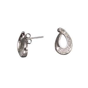  C.Z. PEAR POST RHODIUM PLATED (.925) STERLING SILVER 