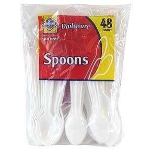Plastic Spoons 48 Pack White