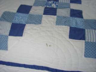 Handmade Blue Gingham White Patchwork Star Quilt 2 Blue Patchwork 