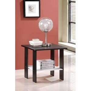  2 Tier Square End Table   Black and White Finish: Office 