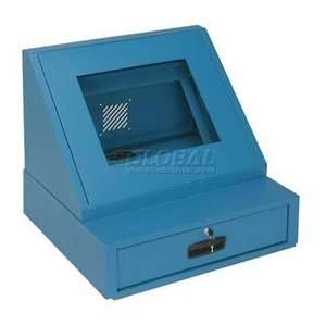  Lcd Console Counter Top Security Computer Cabinet   Blue 