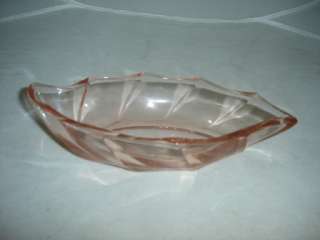 Heisey pink glass leaf shaped candy dish  