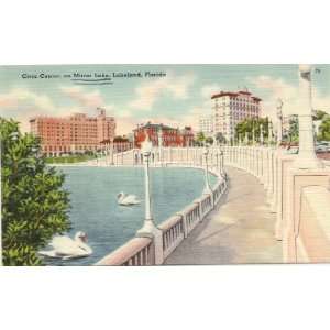 1940s Vintage Postcard Civic Center on Mirror Lake   Lakeland Florida