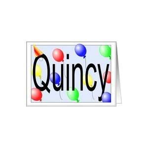  Quincys Birthday Invitation, Party Balloons Card Toys 