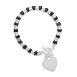  Jewelry Locker 7.5 Black Onyx with Heart Tag Toggle 