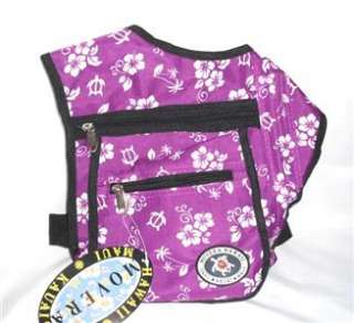 Hawaiian Book Bag Messenger Bag Purple Hibiscus Honu Sm  
