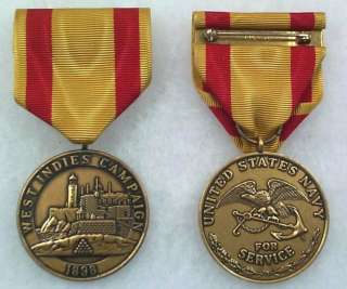 US Navy West Indies Campaign Medal (type 1 ribbon)  