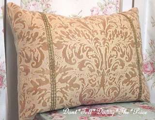 VTG DESIGNER Mariano FORTUNY Fabric ~ LG PILLOW Antique 1800s Gold 