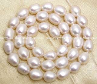 9mm White Noble Freshwater Pearl Oval Loose Beads  