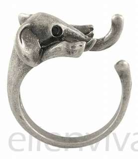 Enhanced Cute Elephant Animal Wrap Ring Sizes 5 10 Vintage Silver Tone 