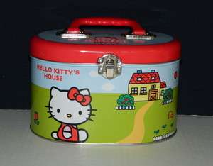 Hello Kitty and Her House Illustrated Tin Sewing Box Tote, NEW UNUSED 