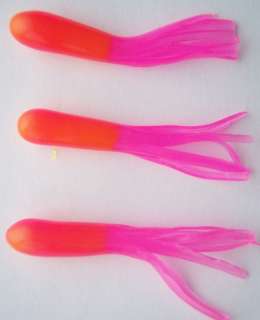 50 Crappie Tube Jigs 1.5 in Orange Core Firetail CLH13  