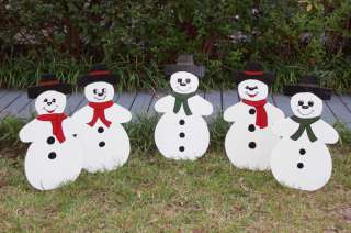 SET OF 5 SNOWMEN CHRISTMAS YARD ART DECORATION HANDMADE  