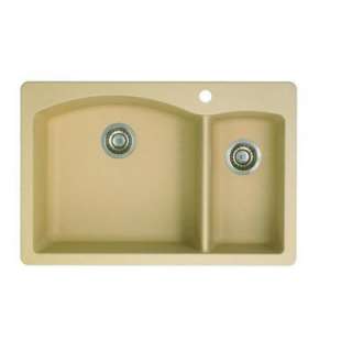   33 in. x 22 in. x 9.5 in. 1 Hole Double Bowl Kitchen Sink in Biscotti