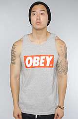 Obey The Obey Bar Logo Standard Issue Basic Tank in Heather Grey