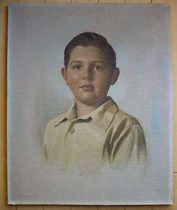 Thomas Lincoln, Realist modern portrait boy, Superb detail Vintage oil 