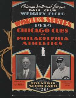 1929 Cubs vs Athletics WORLD SERIES Program   Cubs Version  