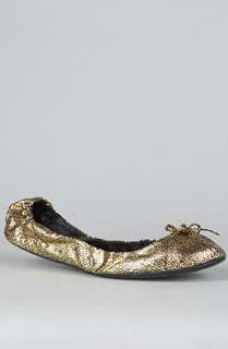 Tash Folds The Prima Ballerina Shoe in Gold  Karmaloop   Global 