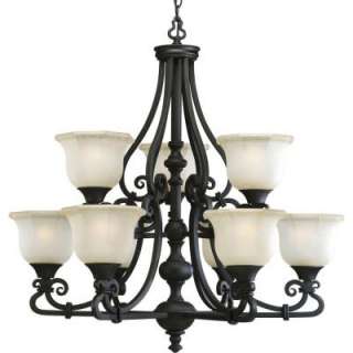 Guildhall Collection Forged Black 9 light Chandelier