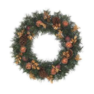 Home Accents Holiday 30 in. Wreath with Beaded Fruit and Pine Cones 
