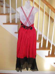 NWT Via del Amore Silk Nightgown Black Red Small Large  