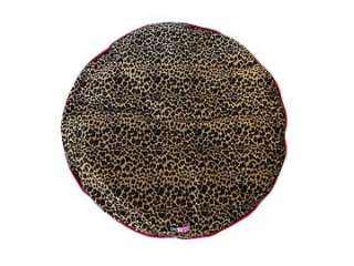 Leopard Printed Faux Fur Round Dog Cat Mat Pillow Bed  