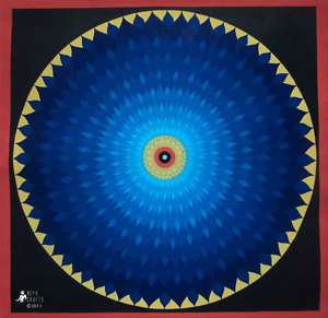 Blue Cosmos Mandala Thangka Painting Tamang Arts Nepal  