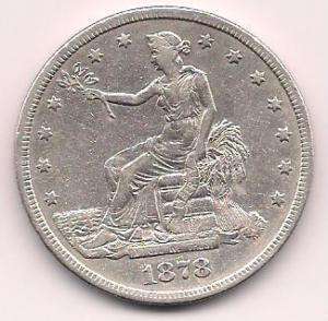 1878 S U.S. Silver Trade Dollar, Very Fine.  