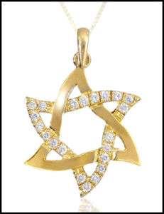 18K Gold & Diamonds 0.23 CT Star of David Pendant  