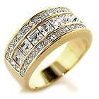 Gold GP Swarovski Crystal Wide Eternity Ring Size 10 T