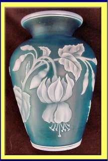 Antique Thomas Webb Glass for Tiffany & Co Cameo Carved Fuschias Vase 