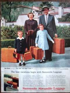 1956 Samsonite streamlite Luggage June Allyson Color Ad  