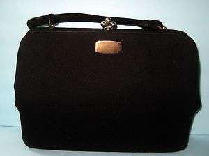 Lewis Vintage Black Wool Purse Handbag  