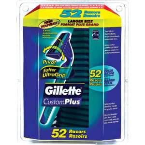 52 GILLETTE Custom Plus Disposable Razors NEW  