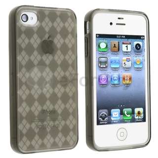 Clear Smoke Argyle TPU Rubber Skin Soft Gel Case Cover for iPhone 4 G 