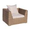 Poly Rattan Lounge Sessel + Hocker + Polster / Cappuccino  