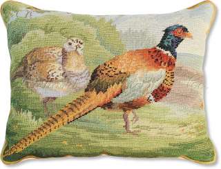 Audubon Pheasants Needlepoint Wildlife Throw Pillow  