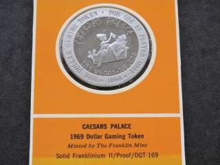 1969 CAESARS PALACE PROOF DOLLAR CASINO GAMING TOKEN FRANKLIN MINT 