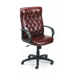   BOSS BUTTON TUFTED EXECUTIVE CHAIR IN BURGUNDY   Delivered: Office