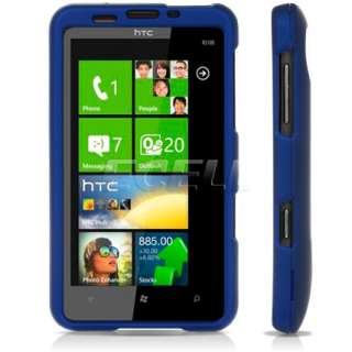 BLUE HYBRID RUBBER HARD CASE COVER FOR HTC HD7  