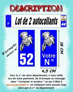   Autocollants stickers dimmatriculation BETTY BOOP MOTO