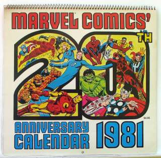 MARVEL COMICS 20th ANNIVERSARY 1981 CALENDAR High Grade  