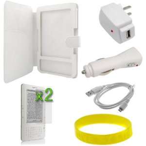  GTMax White Leather Case + 2x Clear LCD Screen Protector 