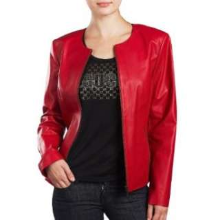   Phistic Womens Crop Lambskin Leather Jacket in Black or Red Clothing