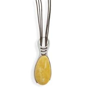   Baltic Amber 3 Strand Brown Leather Sterling Silver Necklace Jewelry