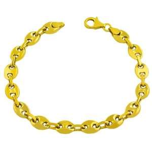 com 18 Karat Yellow Gold over Sterling Silver Puffed Mariner Bracelet 