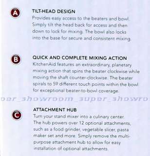 New KitchenAid 4.5 Quart Tilt Head Stand Mixer Metal Beater Dough Hook 