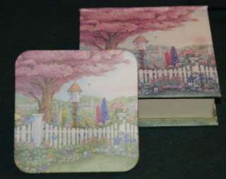 COASTER BOXED SET of 4   Flower Garden w/Picket Fence  