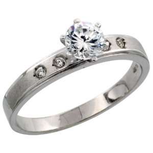 925 Sterling Silver Solitaire CZ Engagement Ring, 5/32 in. (4mm) wide 