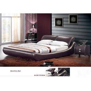  BARCELONA Brown Modern Leather King Size Bed